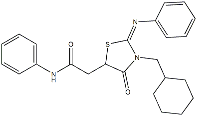 2-[3-(cyclohexylmethyl)-4-oxo-2-(phenylimino)-1,3-thiazolidin-5-yl]-N-phenylacetamide Struktur