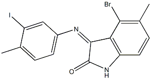 4-bromo-3-[(3-iodo-4-methylphenyl)imino]-5-methyl-1,3-dihydro-2H-indol-2-one Struktur