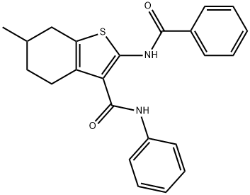 2-(benzoylamino)-6-methyl-N-phenyl-4,5,6,7-tetrahydro-1-benzothiophene-3-carboxamide Struktur