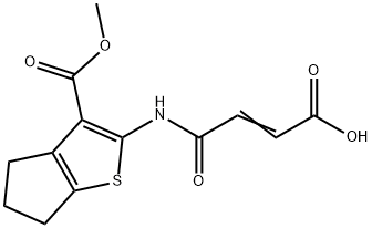 (E)-4-{[3-(methoxycarbonyl)-5,6-dihydro-4H-cyclopenta[b]thiophen-2-yl]amino}-4-oxo-2-butenoic acid Struktur