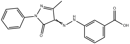 3-[2-(3-methyl-5-oxo-1-phenyl-1,5-dihydro-4H-pyrazol-4-ylidene)hydrazino]benzoic acid Struktur