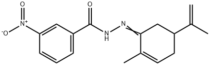 N'-(5-isopropenyl-2-methyl-2-cyclohexen-1-ylidene)-3-nitrobenzohydrazide Struktur