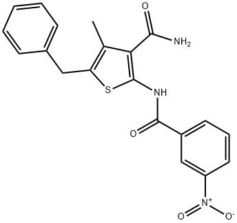 5-benzyl-4-methyl-2-[(3-nitrobenzoyl)amino]-3-thiophenecarboxamide Struktur