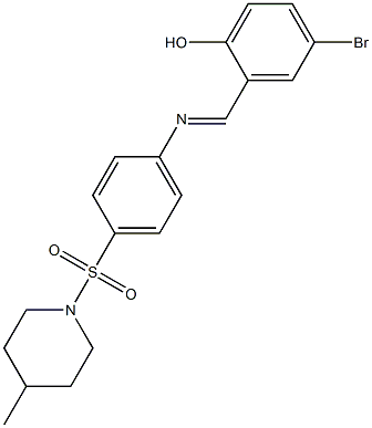 4-bromo-2-[({4-[(4-methyl-1-piperidinyl)sulfonyl]phenyl}imino)methyl]phenol Struktur