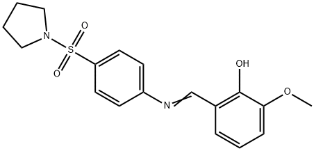 2-methoxy-6-({[4-(1-pyrrolidinylsulfonyl)phenyl]imino}methyl)phenol Struktur