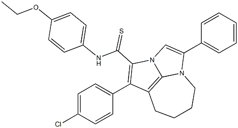 1-(4-chlorophenyl)-N-(4-ethoxyphenyl)-4-phenyl-5,6,7,8-tetrahydro-2a,4a-diazacyclopenta[cd]azulene-2-carbothioamide Struktur