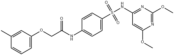 N-(4-{[(2,6-dimethoxy-4-pyrimidinyl)amino]sulfonyl}phenyl)-2-(3-methylphenoxy)acetamide Struktur