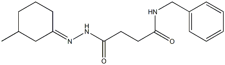 N-benzyl-4-[2-(3-methylcyclohexylidene)hydrazino]-4-oxobutanamide Struktur