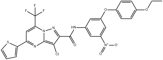 3-chloro-N-{3-(4-ethoxyphenoxy)-5-nitrophenyl}-5-(2-thienyl)-7-(trifluoromethyl)pyrazolo[1,5-a]pyrimidine-2-carboxamide Struktur