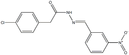 2-(4-chlorophenyl)-N'-{3-nitrobenzylidene}acetohydrazide Struktur