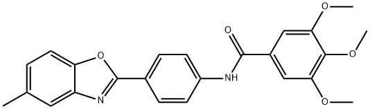 3,4,5-trimethoxy-N-[4-(5-methyl-1,3-benzoxazol-2-yl)phenyl]benzamide Struktur