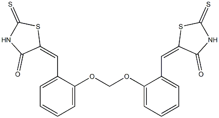 5-[2-({2-[(4-oxo-2-thioxo-1,3-thiazolidin-5-ylidene)methyl]phenoxy}methoxy)benzylidene]-2-thioxo-1,3-thiazolidin-4-one Struktur