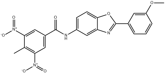 3,5-bisnitro-N-[2-(3-methoxyphenyl)-1,3-benzoxazol-5-yl]-4-methylbenzamide Struktur