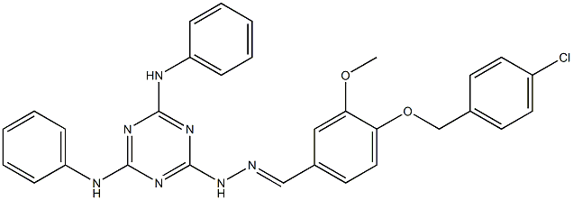 4-{[(4-chlorophenyl)methyl]oxy}-3-(methyloxy)benzaldehyde [4,6-bis(phenylamino)-1,3,5-triazin-2-yl]hydrazone Struktur