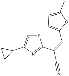 2-(4-cyclopropyl-1,3-thiazol-2-yl)-3-(5-methyl-2-furyl)acrylonitrile Struktur