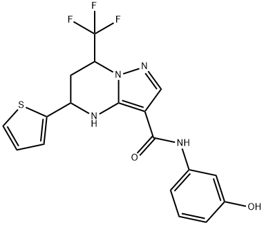 N-(3-hydroxyphenyl)-5-(2-thienyl)-7-(trifluoromethyl)-4,5,6,7-tetrahydropyrazolo[1,5-a]pyrimidine-3-carboxamide Struktur