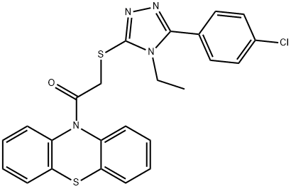 5-(4-chlorophenyl)-4-ethyl-4H-1,2,4-triazol-3-yl 2-oxo-2-(10H-phenothiazin-10-yl)ethyl sulfide Struktur