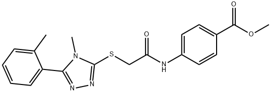 methyl 4-[({[4-methyl-5-(2-methylphenyl)-4H-1,2,4-triazol-3-yl]sulfanyl}acetyl)amino]benzoate Struktur