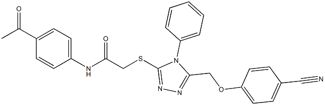 N-(4-acetylphenyl)-2-({5-[(4-cyanophenoxy)methyl]-4-phenyl-4H-1,2,4-triazol-3-yl}sulfanyl)acetamide Struktur