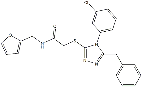 2-{[5-benzyl-4-(3-chlorophenyl)-4H-1,2,4-triazol-3-yl]sulfanyl}-N-(2-furylmethyl)acetamide Struktur