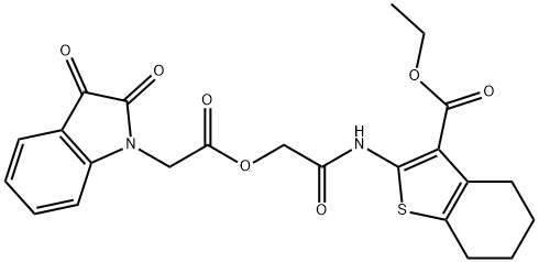 ethyl 2-[({[(2,3-dioxo-2,3-dihydro-1H-indol-1-yl)acetyl]oxy}acetyl)amino]-4,5,6,7-tetrahydro-1-benzothiophene-3-carboxylate Struktur