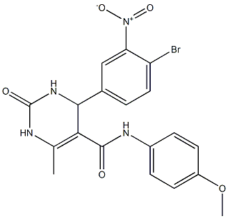 4-{4-bromo-3-nitrophenyl}-N-(4-methoxyphenyl)-6-methyl-2-oxo-1,2,3,4-tetrahydro-5-pyrimidinecarboxamide Struktur