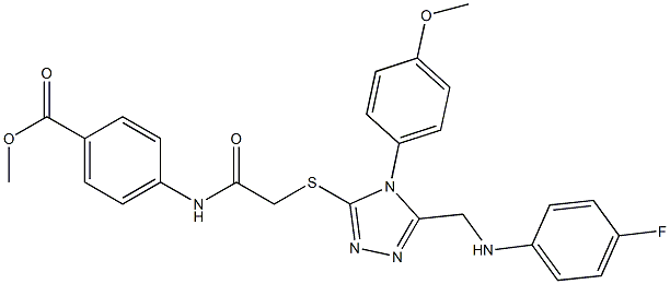 methyl 4-[({[5-[(4-fluoroanilino)methyl]-4-(4-methoxyphenyl)-4H-1,2,4-triazol-3-yl]sulfanyl}acetyl)amino]benzoate Struktur