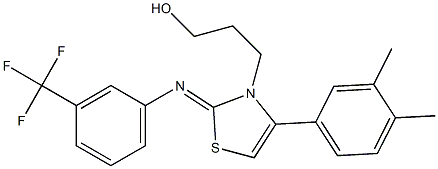 3-(4-(3,4-dimethylphenyl)-2-{[3-(trifluoromethyl)phenyl]imino}-1,3-thiazol-3(2H)-yl)-1-propanol Struktur