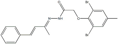 2-(2,6-dibromo-4-methylphenoxy)-N'-(1-methyl-3-phenyl-2-propenylidene)acetohydrazide Struktur