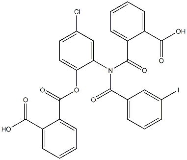 2-{[2-[(2-carboxybenzoyl)oxy]-5-chloro(3-iodobenzoyl)anilino]carbonyl}benzoic acid Struktur