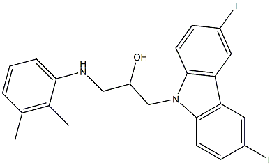 1-(3,6-diiodo-9H-carbazol-9-yl)-3-(2,3-dimethylanilino)-2-propanol Struktur