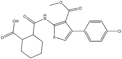 2-({[4-(4-chlorophenyl)-3-(methoxycarbonyl)-2-thienyl]amino}carbonyl)cyclohexanecarboxylic acid Struktur