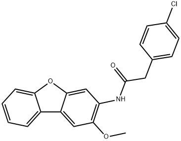 2-(4-chlorophenyl)-N-(2-methoxydibenzo[b,d]furan-3-yl)acetamide Struktur