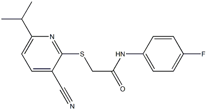 2-[(3-cyano-6-isopropyl-2-pyridinyl)sulfanyl]-N-(4-fluorophenyl)acetamide Struktur