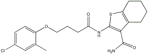 2-{[4-(4-chloro-2-methylphenoxy)butanoyl]amino}-4,5,6,7-tetrahydro-1-benzothiophene-3-carboxamide Struktur