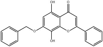 4H-1-Benzopyran-4-one, 5,8-dihydroxy-2-phenyl-7-(phenylmethoxy)- Struktur