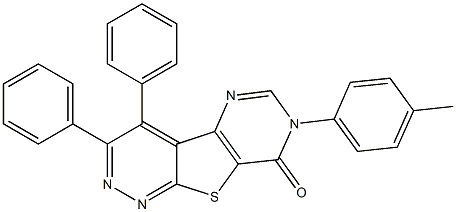 7-(4-methylphenyl)-3,4-diphenylpyrimido[4',5':4,5]thieno[2,3-c]pyridazin-8(7H)-one Struktur