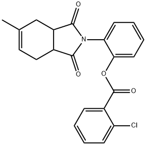 2-(5-methyl-1,3-dioxo-1,3,3a,4,7,7a-hexahydro-2H-isoindol-2-yl)phenyl 2-chlorobenzoate Struktur