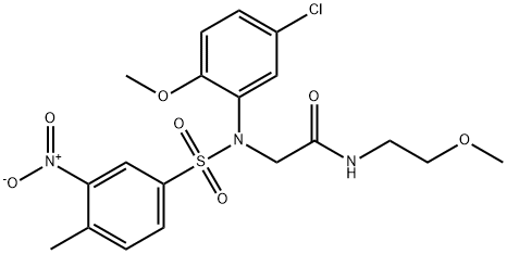 2-[5-chloro({3-nitro-4-methylphenyl}sulfonyl)-2-methoxyanilino]-N-(2-methoxyethyl)acetamide Struktur