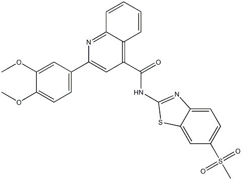 2-(3,4-dimethoxyphenyl)-N-[6-(methylsulfonyl)-1,3-benzothiazol-2-yl]-4-quinolinecarboxamide Struktur