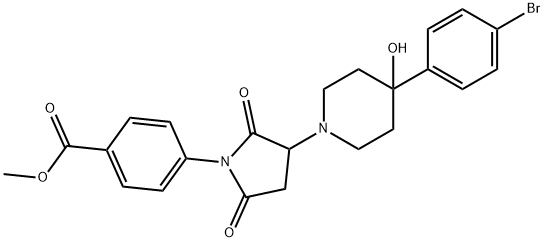 methyl 4-{3-[4-(4-bromophenyl)-4-hydroxypiperidin-1-yl]-2,5-dioxopyrrolidin-1-yl}benzoate Struktur