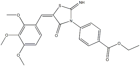 ethyl 4-[2-imino-4-oxo-5-(2,3,4-trimethoxybenzylidene)-1,3-thiazolidin-3-yl]benzoate Struktur