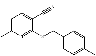 4,6-dimethyl-2-{[(4-methylphenyl)methyl]sulfanyl}pyridine-3-carbonitrile Struktur