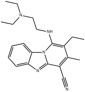 1-{[2-(diethylamino)ethyl]amino}-2-ethyl-3-methylpyrido[1,2-a]benzimidazole-4-carbonitrile Struktur