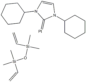 [1,3-bis(cyclohexyl)imidazol-2-ylidene][1,3-divinyl-1,1,3,3-tetramethyldisiloxane]platinum(0) Struktur