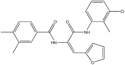 N-[1-[(3-chloro-2-methylanilino)carbonyl]-2-(2-furyl)vinyl]-3,4-dimethylbenzamide Struktur