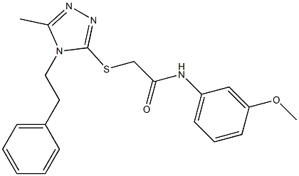 N-[3-(methyloxy)phenyl]-2-{[5-methyl-4-(2-phenylethyl)-4H-1,2,4-triazol-3-yl]sulfanyl}acetamide Struktur