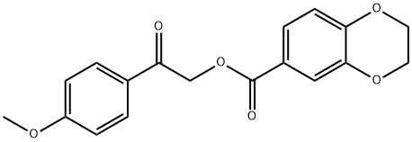 2-(4-methoxyphenyl)-2-oxoethyl 2,3-dihydro-1,4-benzodioxine-6-carboxylate Struktur