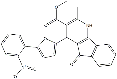 methyl 4-(5-{2-nitrophenyl}-2-furyl)-2-methyl-5-oxo-4,5-dihydro-1H-indeno[1,2-b]pyridine-3-carboxylate Struktur