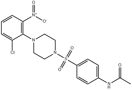 N-{4-[(4-{2-chloro-6-nitrophenyl}piperazin-1-yl)sulfonyl]phenyl}acetamide Struktur